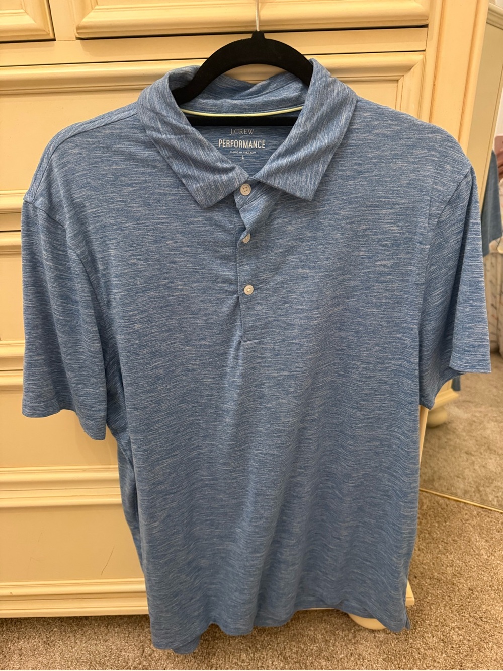 J. Crew Men's Heathered Sky Blue Performance Polo